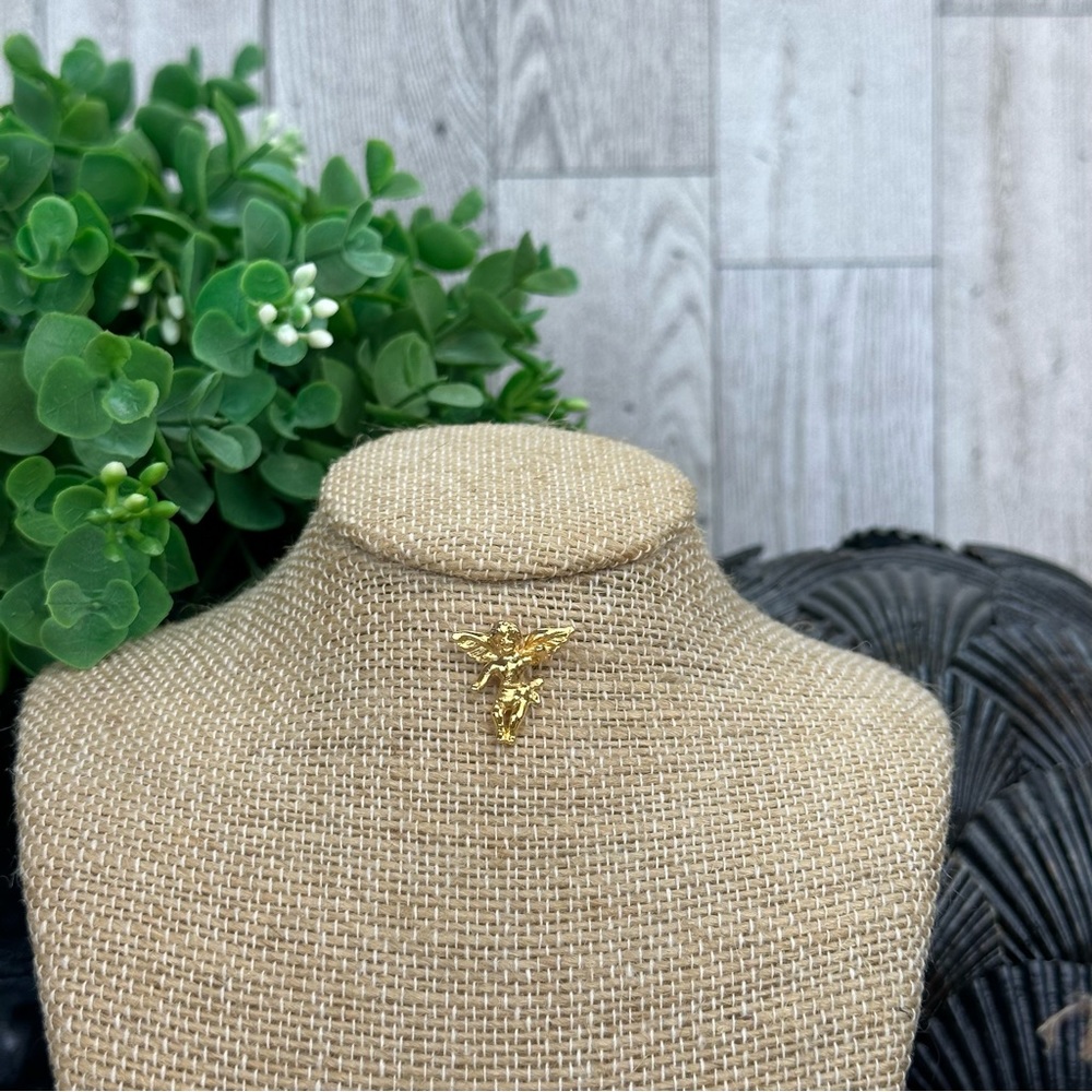 Guardian Angel Yellow Tone Pin Brooch